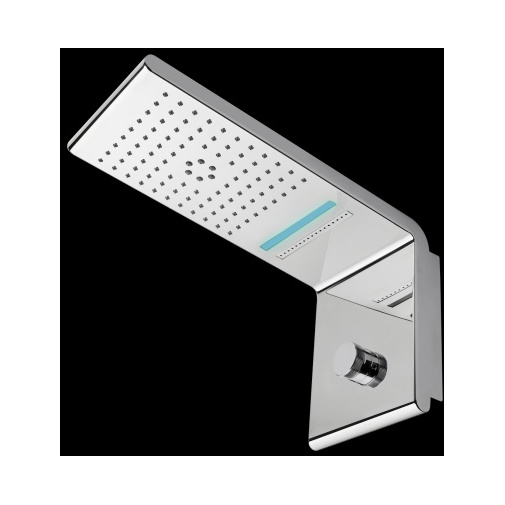 Rectangular wall mounted shower head 20x45 cm, 3 jets, chromotherapy, chrome - Syncro-Neb, Bossini