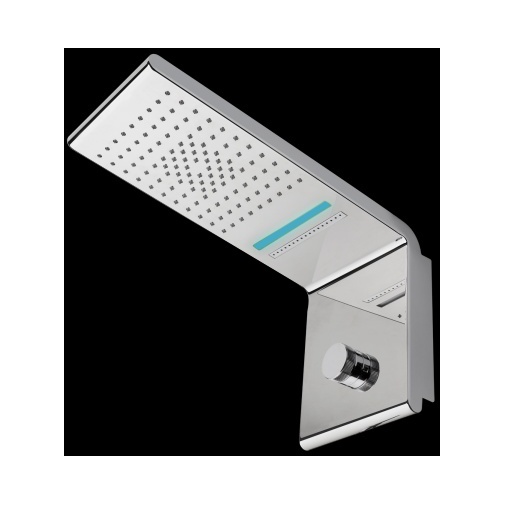 Rectangular wall-mounted shower head 20x45 cm, 3 jets, one of which is concentrated rain, chromotherapy, chrome - Syncro-Rain, Bossini