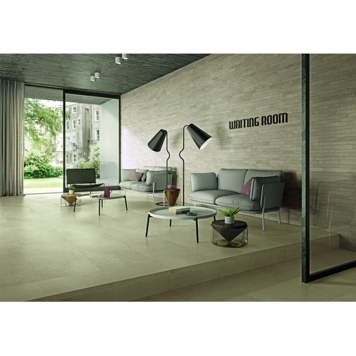 Rektifizierte Feinsteinzeugfliese im modernen Stil Betonoptik Schalung Beige Farbe 37,5x75,5x1 cm - Cement, Casalgrande Padana