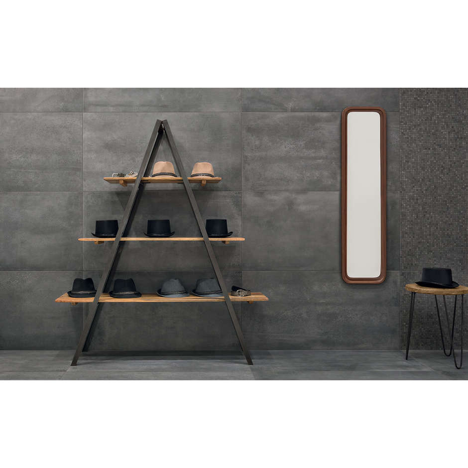 Rektifiziertes Feinsteinzeug in Betonoptik, 59,5x59,5 cm Anthrazit - Entropia, Dom Ceramiche