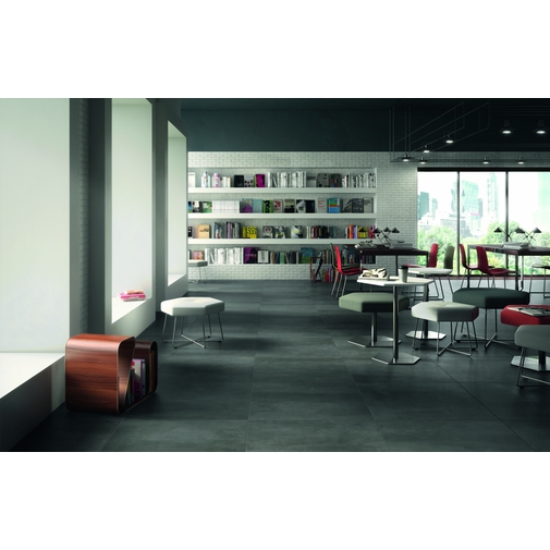 Rektifiziertes Feinsteinzeug in Betonoptik, Schwarz 75,5x75,5 cm - Beton, Casalgrande