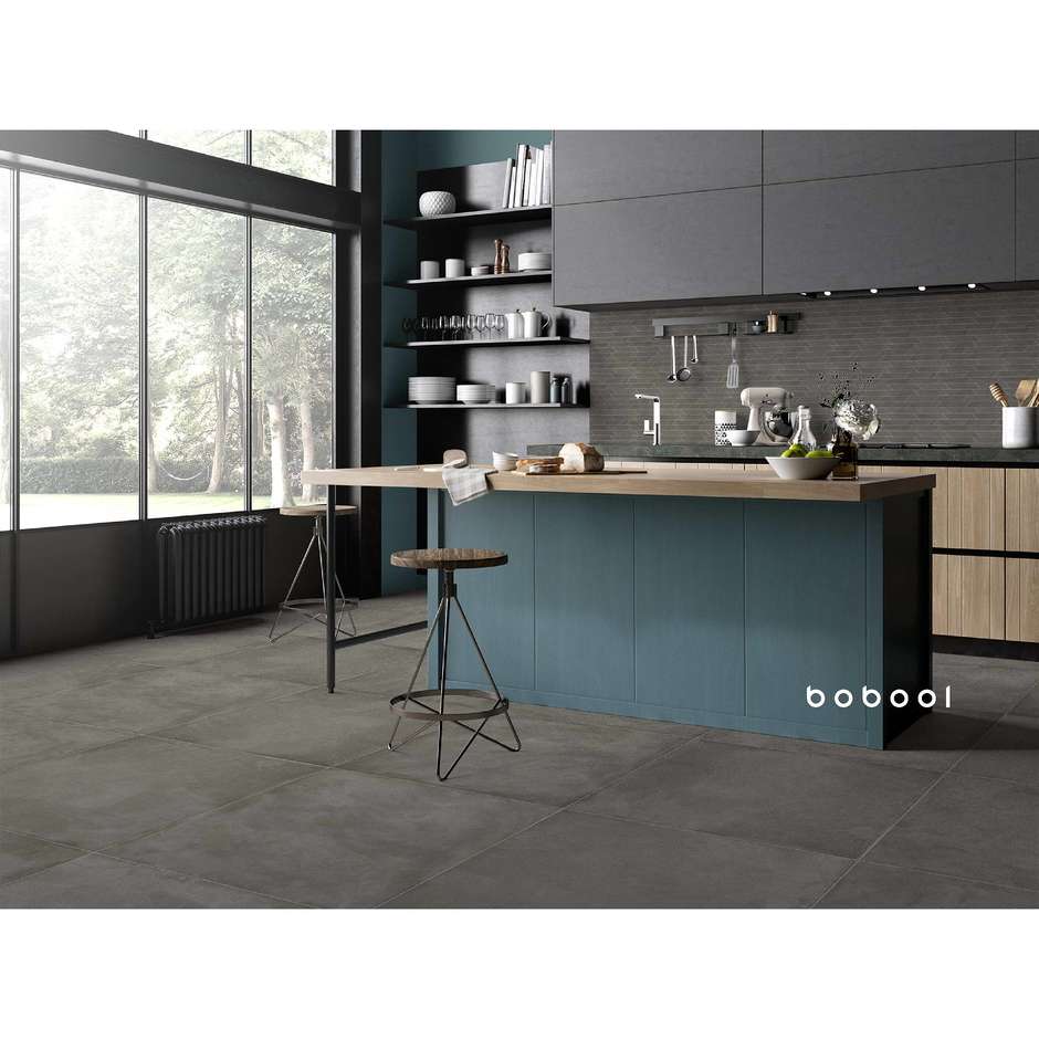 Resin effect porcelain stoneware, 29,7x36,5 cm dark gray Mosaic Oblique Tin - Comfort R, Dom Ceramiche