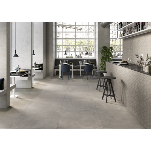 Resin-effect porcelain stoneware, 90x90 cm, Ash - Comfort R, Dom Ceramiche