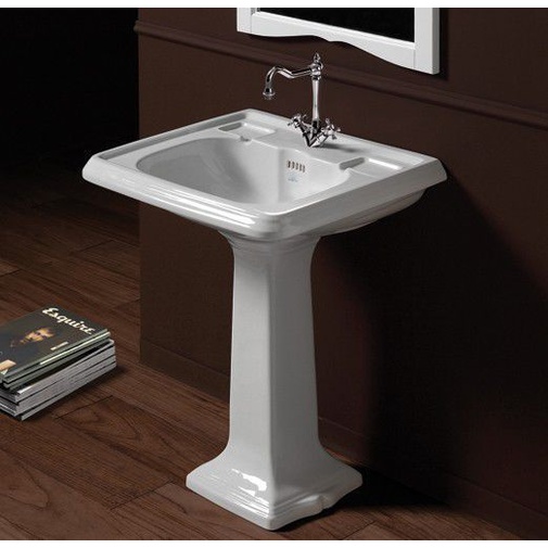 Retro design wall hung washbasin in white ceramic 68 cm - Arcade, Simas