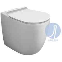 Rimless floor standing toilet bowl, wall or floor outlet, 56x36,5x42 matt white - Vignoni, Simas