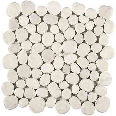 River stones mosaic in quartzite for floor/wall, White 30,5x30,5 cm - Rodano, Boxer