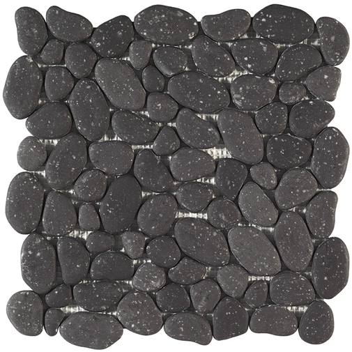 River stones mosaic in recycled vitreous paste for floors and black walls, Black Matt 30,5x30,5 cm - Riviera, Boxer