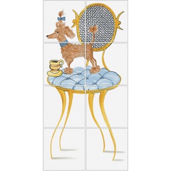 Rivestimento decorato a mano su ceramica lucida, colorato, Cuban Veranda 2, 40x80 cm - Ruben Toledo, Ceramica Bardelli