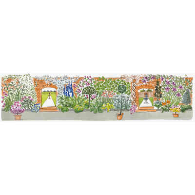 Rivestimento floreale su ceramica bianco lucido, set di 2 decori 10x40cm, Mary Ann 2 - Julia Binfield, Ceramica Bardelli