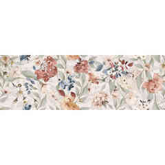 Rivestimento in pasta bianca, effetto decoro floreale, 25x75, Bouquet - Canvas XL, MGM Ceramiche