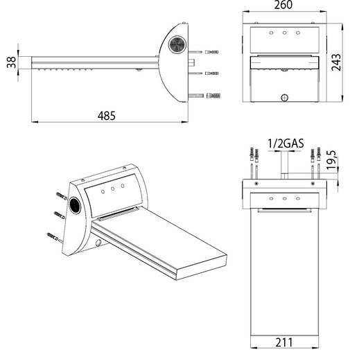 Rotierender Körperduschkopf, 2 Duschstrahlen + Wasserfall, Farbtherapie und Audio - Acquavolo, Bossini