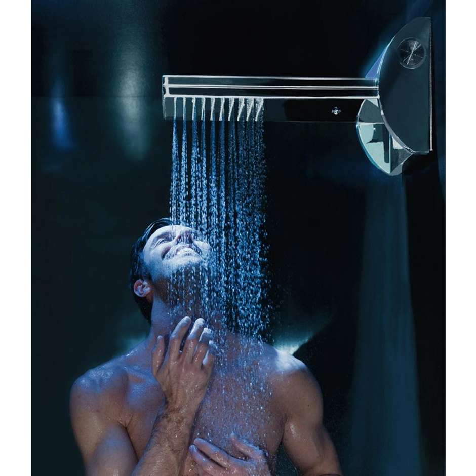 Rotierender Körperduschkopf, 2 Duschstrahlen + Wasserfall, Farbtherapie und Audio - Acquavolo, Bossini