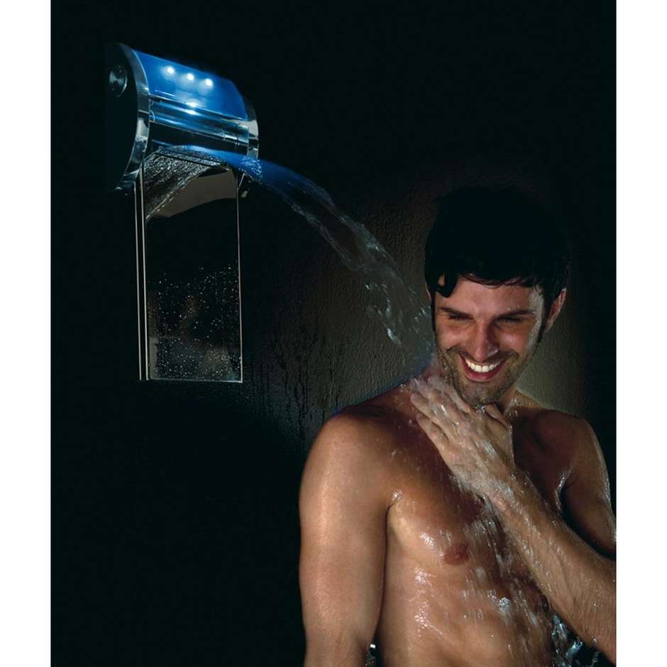 Rotierender Körperduschkopf, 2 Duschstrahlen + Wasserfall, Farbtherapie und Audio - Acquavolo, Bossini