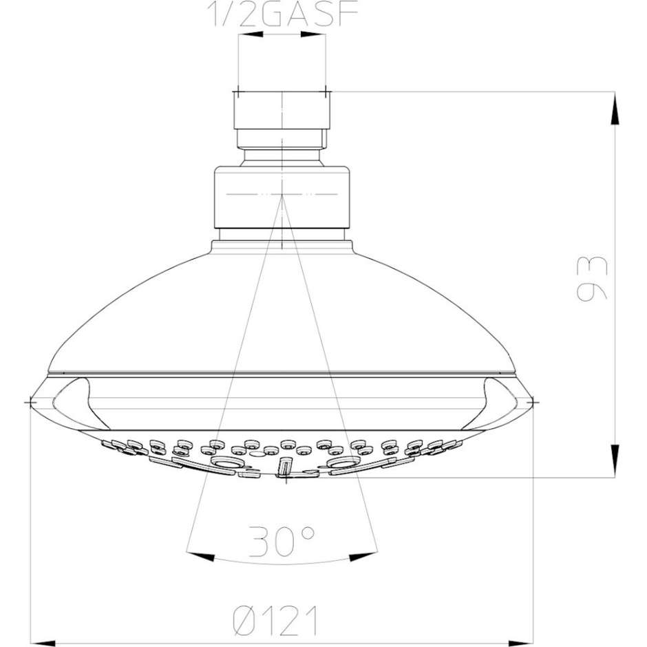 Round shower head 12,1 cm, with 4 jets, universal connection - Ocean, Bossini