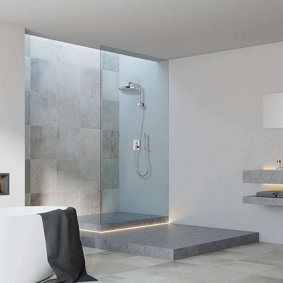 Round shower head 25 cm, with integrated hand shower, chrome - Oki-Renovation, Bossini