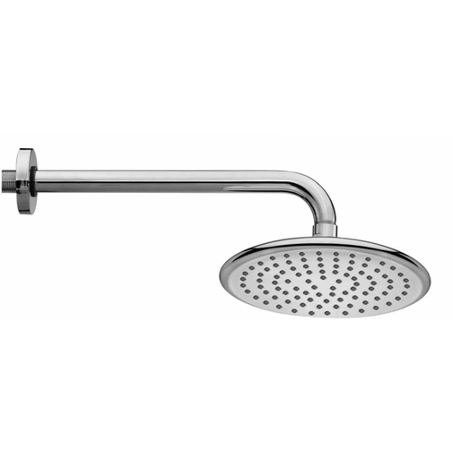 Round shower head diameter 21 cm with soft shapes, with wall arm 35 cm - Agua, Bossini