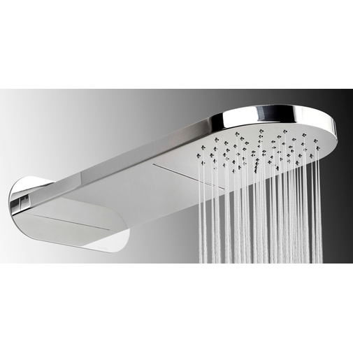 Rounded rectangular wall shower head, rain jet and waterfall jet, modern style - Sidney/2, Bossini