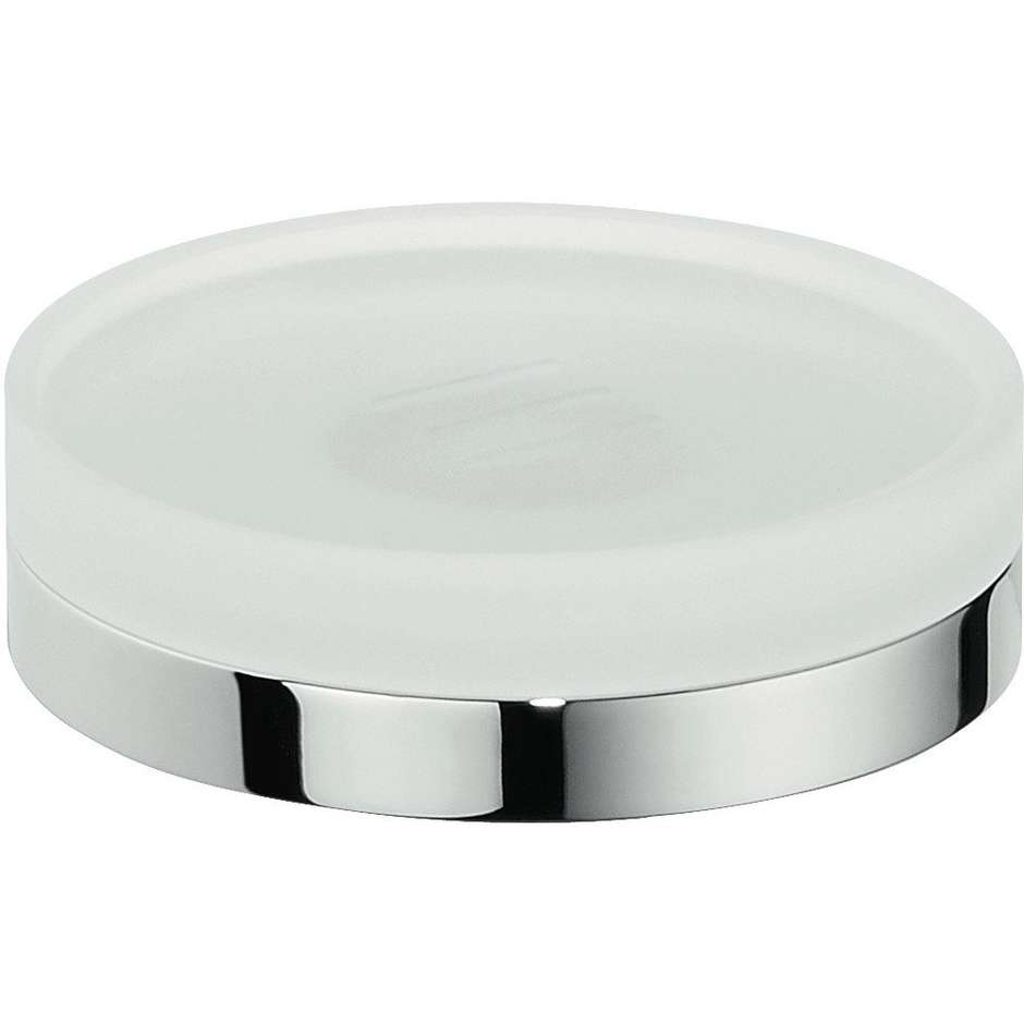 Runde stehende Seifenschale aus undurchsichtigem Glas und verchromten Oberflächen - Nordic, Colombo Design