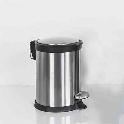 Runder Toilettenpapierbehälter 3lt, gebürsteter Stahl, mit Absenkautomatik - Poubelle, Colombo Design