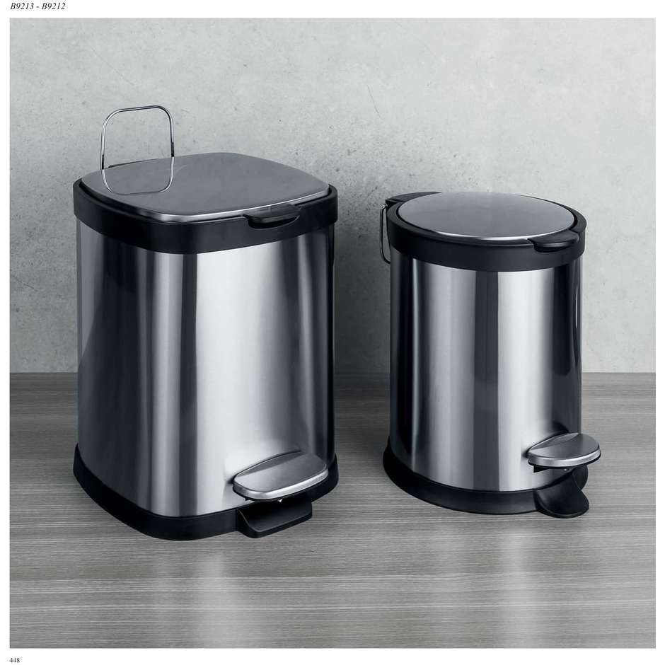 Runder Toilettenpapierbehälter 3lt, gebürsteter Stahl, mit Absenkautomatik - Poubelle, Colombo Design