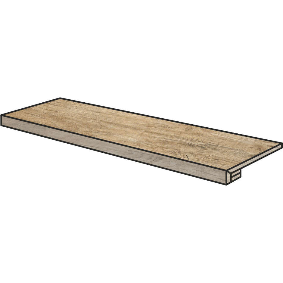 Rutschfeste Außenstufe, Beige Naturholzoptik, 16,4x99,8 cm Costa Retta, aus - Logwood, Dom Ceramiche