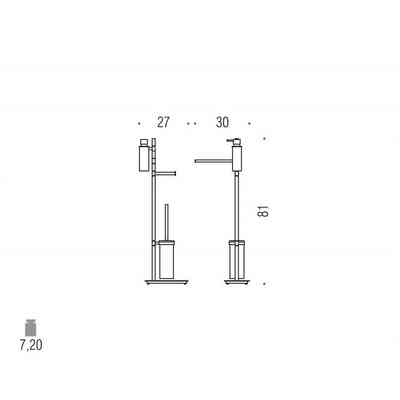 Salle de bain autoportante avec porte-rouleau, porte-brosse WC en verre mat, porte-serviettes, distributeur de savon - Square, Colombo Design