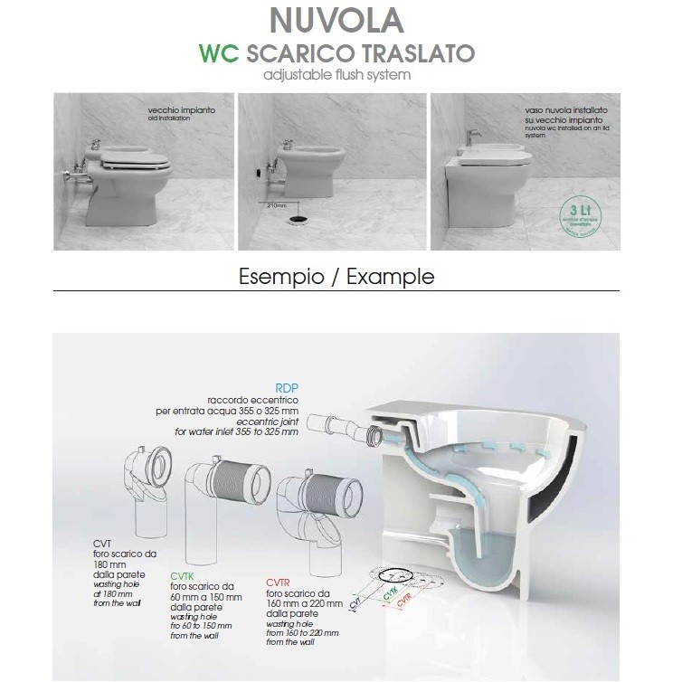 Lavabo Nuvola Azzurra Ceramica.Nuvola Di Azzurra Ceramica Vaso Con Scarico Traslato E Bidet Coordinato A Terra Stile Moderno