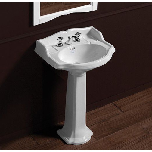 Sanitari Arcade Lavabo sospeso 58 cm design classico in ceramica bianca Simas