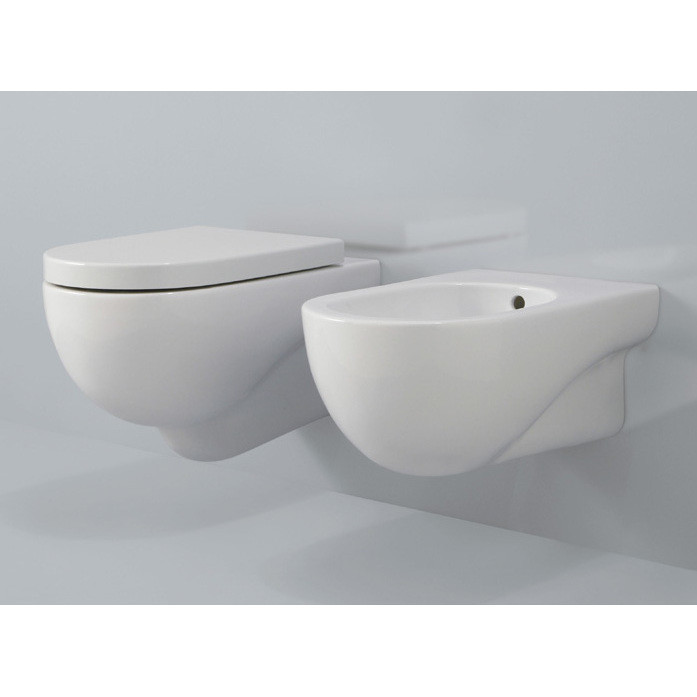 Lavabo Nuvola Azzurra Ceramica.Nuvola Di Azzurra Ceramica Set Di Sanitari A Sospensione Vaso Bidet E Sedile Stile Minimale