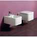 Sanitari sospesi squadrati: vaso rimless, bidet monoforo e sedile soft close - Flow, Simas