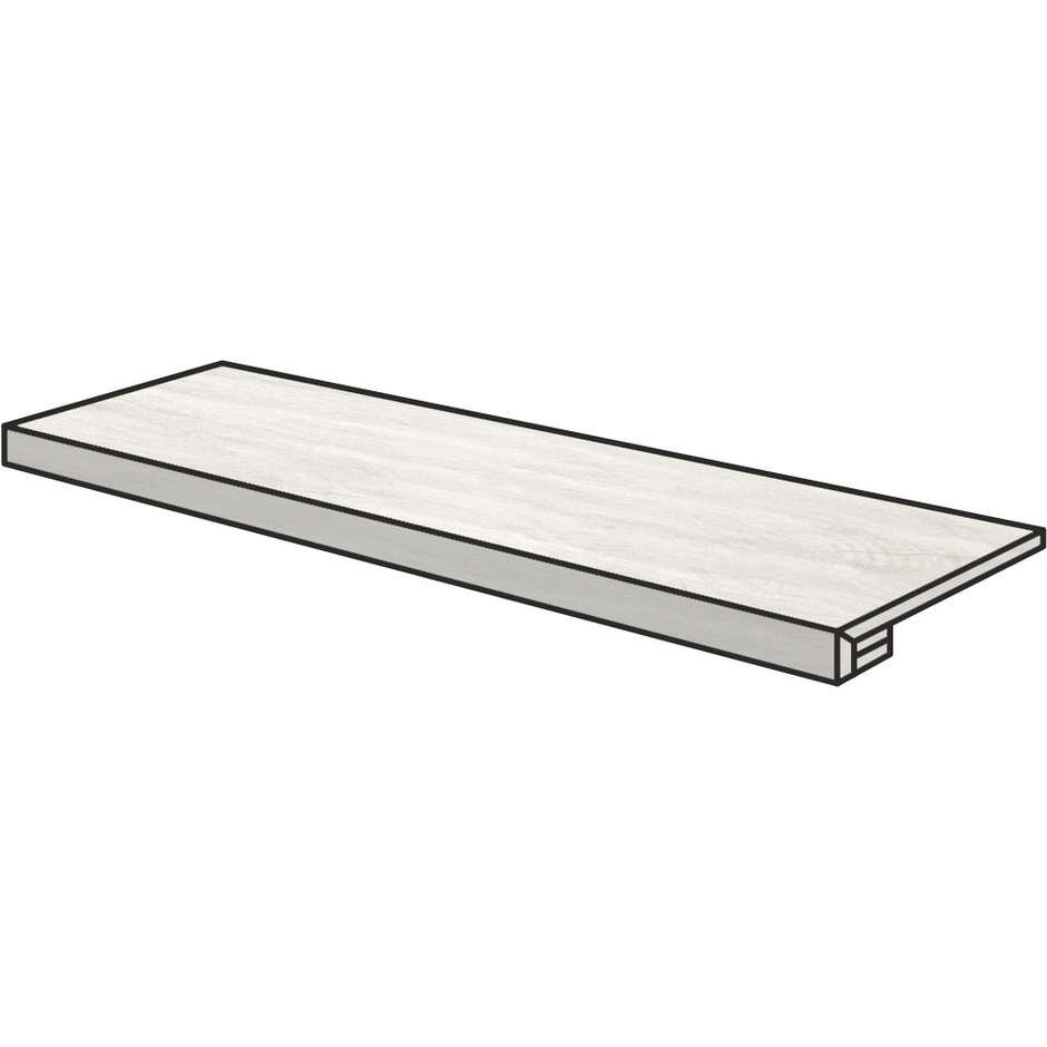 Scalino effetto legno naturale, 16,4x99,8 cm Taupe Out, antiscivolo da esterno, costa retta - Logwood, Dom Ceramiche