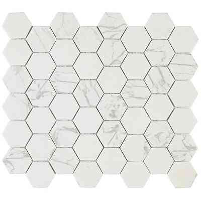 Sechseckiges Mosaik aus recycelter Glaspaste, Boden/Wand 30x30,2 cm Vein Ivoire - Esa Glass Flor, Boxer