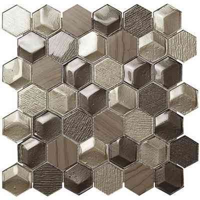 Sechseckiges Tortora-Mosaik, reflektierend und reliefiert 30x30 cm für Wandfliesen - Esa Shine, Boxer