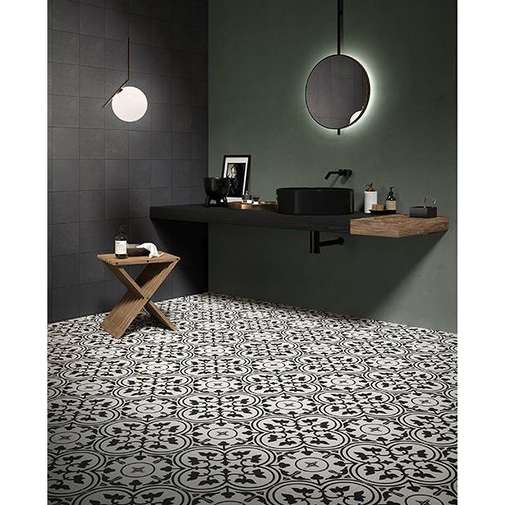 Second choice decorated porcelain stoneware, black 1, 20x20 cm - Reverie, Unicom Starker