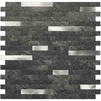 Selbstklebendes Laminat für Wandfliesen in Stein- und Aluminiumoptik, Fumè 29x29,7 cm - Aufkleber, Boxer