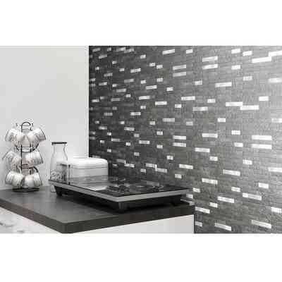 Selbstklebendes Laminat für Wandfliesen in Stein- und Aluminiumoptik, Fumè 29x29,7 cm - Aufkleber, Boxer