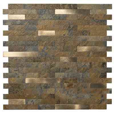 Self-adhesive laminate for wall tiles with stone and aluminum effect, brown Rust 29x29.7 cm - Sticker, Boxer