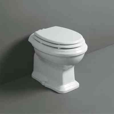 Set di sanitari stile retrò a terra: vaso scarico pavimento, bidet parabolico e sedile - Arcade, Simas