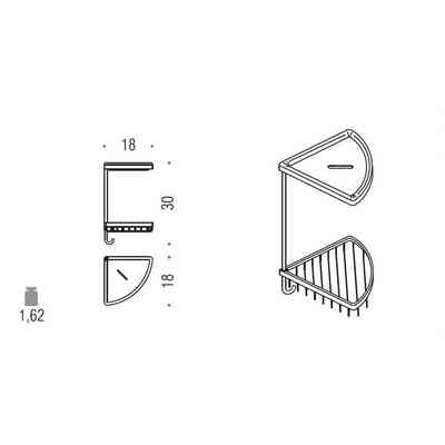 Shower accessory with chromed basket and white ceramic bowl - Colombo Design