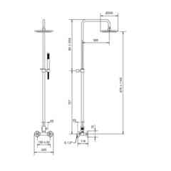 Shower column, hand shower, diverter, Bugnatese Rodos 7347C shower head