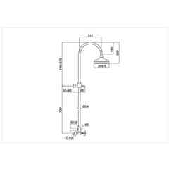 Shower column with shower head diam. 20cm, hand shower and Princeton diverter 847C Bugnatese