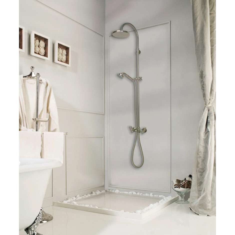 Shower column with sliding rail, diam. 21 cm shower head and taps, chrome - Liberty, Bossini
