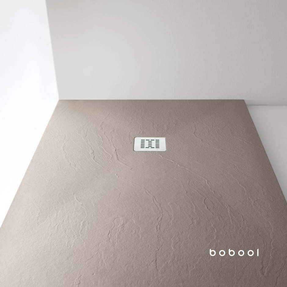 Shower tray in resin with split stone effect, Corda beige, 70x90x3 cm - Well, Arblu