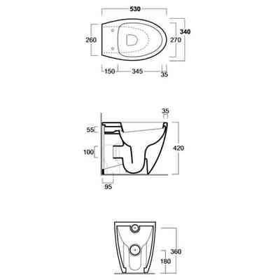 Simas LFT Spazio Back-to-Wall Toilet – Rimless, 53x35 cm