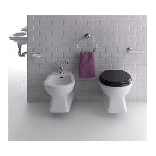 Simas Londra Glossy White Ceramic Wall-Hung Bidet - Classic Single Hole