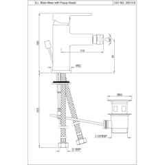 Single hole bidet mixer with waste and Fusion Jaquar flexible hoses