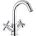 Single hole tap with curved spout and hot/cold knobs Rodos 7334 Rubinetteria Bugnatese