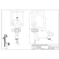 Single hole tap with curved spout and hot/cold knobs Rodos 7334 Rubinetteria Bugnatese
