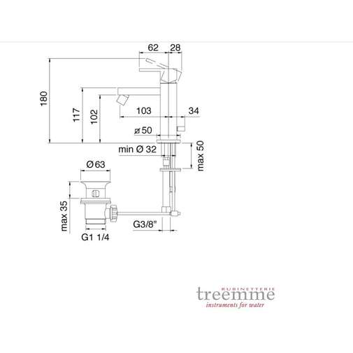 Single lever bidet mixer, chrome - Q, Rubinetterie Treemme