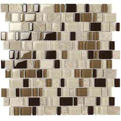 Slate and glass mosaic, for walls, Rosato 30x30 cm - Multiglass, Boxer